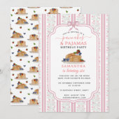 Pancakes Pajamas PJ's Girl Kids Birthday Party Kaart (Voorkant / Achterkant)