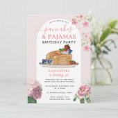 Pancakes Pajamas PJ's Girl Kids Birthday Party Kaart (Staand voorkant)