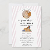 Pancakes Pajamas PJ's Girl Kids Birthday Photo Kaart (Voorkant)