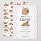 Pancakes Pajamas PJ's Girl Kids Birthday Photo Kaart (Voorkant / Achterkant)