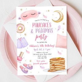 Pancakes Pajamas Sleepover Slumber Party Birthday Kaart