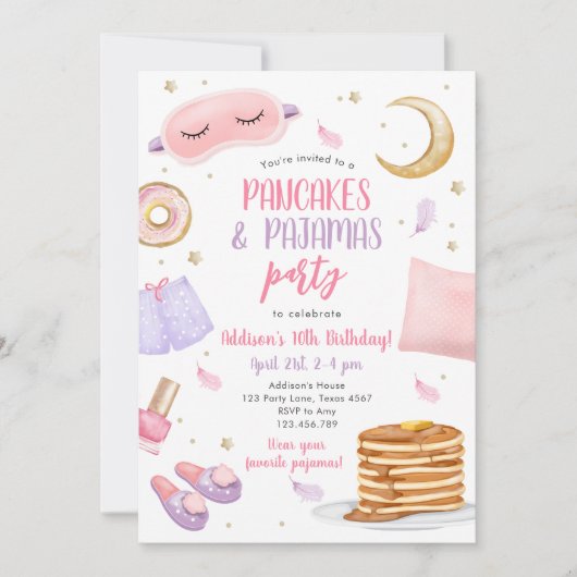 Pancakes Pajamas Sleepover Slumber Party Birthday Kaart (Voorkant)