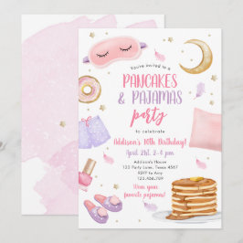 Pancakes Pajamas Sleepover Slumber Party Birthday Kaart