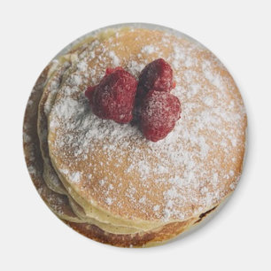 Pancakes Poeder Sugar en Frambozen Magnet