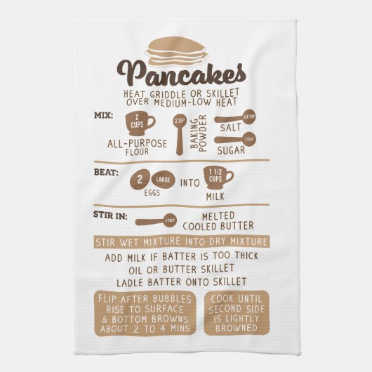 Pancakes Recipe Holiday Gift Tea Kitchen Towel Theedoek (Verticaal)