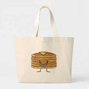 Pancakes stack boter stroop fluffy ontbijt grote tote bag