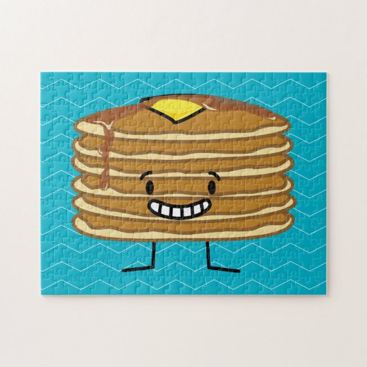 Pancakes stack boter stroop fluffy ontbijt legpuzzel (Horizontaal)