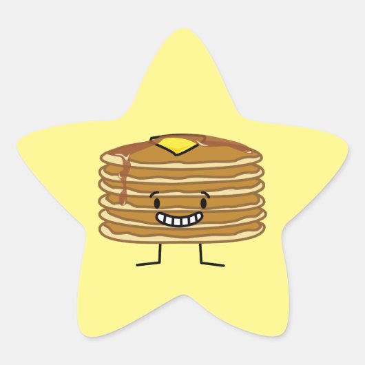 Pancakes stack boter stroop fluffy ontbijt ster sticker (Voorkant)