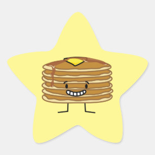 Pancakes stack boter stroop fluffy ontbijt ster sticker