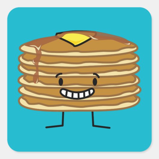 Pancakes stack boter stroop fluffy ontbijt vierkante sticker (Voorkant)