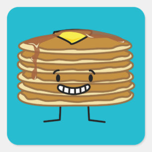Pancakes stack boter stroop fluffy ontbijt vierkante sticker