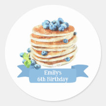 Pancakes Sticker and Favor Tag for Birthday Party