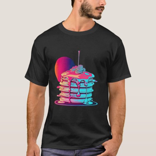 Pancakes Synthwave 80s Retrowave Aesthetic 1 T-shirt (Voorkant)