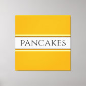 PANCAKES Tekst Helder Gouden Gele Witte Strepen Canvas Afdruk (Voorkant)