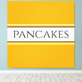 PANCAKES Tekst Helder Gouden Gele Witte Strepen Canvas Afdruk (Insitu (Houten vloer))