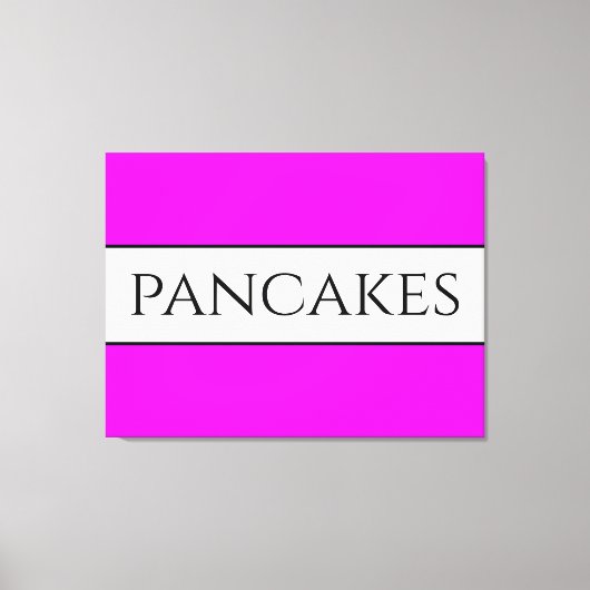 PANCAKES Tekst Leuk Helder Levendig Roze Wit Strep Canvas Afdruk (Voorkant)