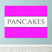 PANCAKES Tekst Leuk Helder Levendig Roze Wit Strep Canvas Afdruk (Insitu (Houten vloer))