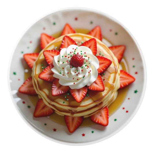 Pancakes with Whipped Cream & Christmas Sprinkles Keramische Knop (Voorkant)