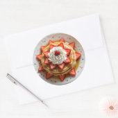 Pancakes with Whipped Cream & Christmas Sprinkles Ronde Sticker (Envelop)