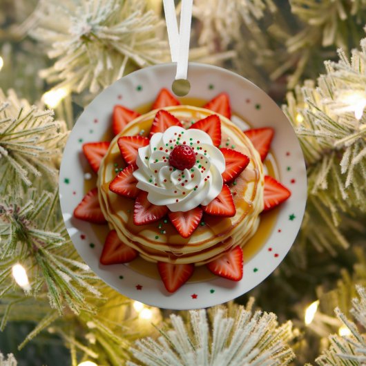 Pancakes with Whipped Cream Personalized Christmas Metalen Ornament (Insitu)