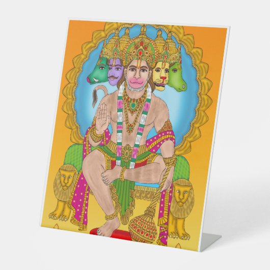 Panchmukhi Hanuman tafelblad teken | Hindu Lord Ha Reclamebord Met Voetstuk (Voorkant)