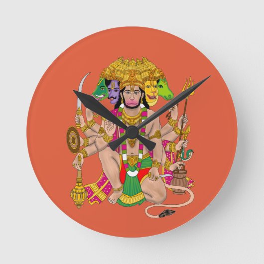 Panchmukhi Hanuman Wall Clock  Ronde Klok (Voorkant)