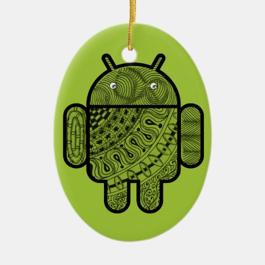 Pancho Doodle Character voor Android™-robot Keramisch Ornament (Voorkant)