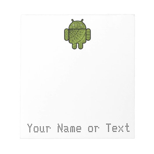 Pancho Doodle Character voor Android™-robot Notitieblok (Voorkant)