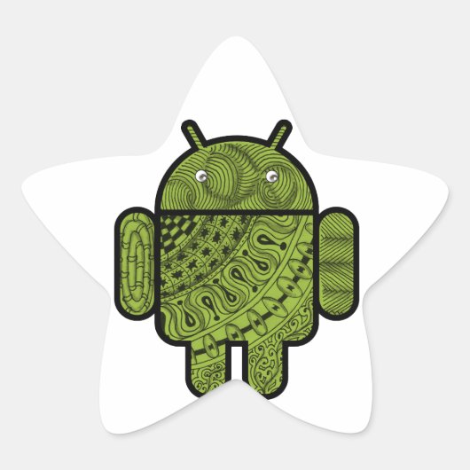 Pancho Doodle Character voor Android™-robot Ster Sticker (Voorkant)