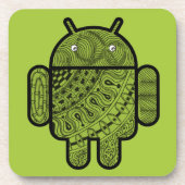 Pancho Doodle Character voor de Android™-robot Bier Onderzetter (Voorkant)