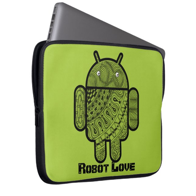 Pancho Doodle Character voor de Android™-robot Laptop Sleeve (Voorkant Rechts)