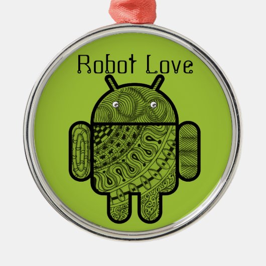 Pancho Doodle Character voor de Android™-robot Metalen Ornament (Voorkant)