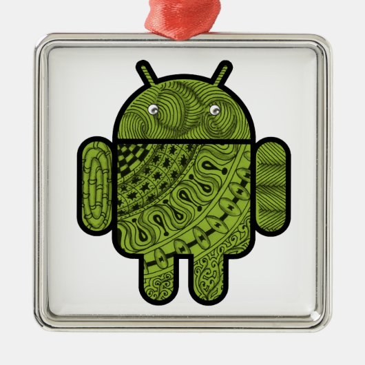 Pancho Doodle Character voor de Android™-robot Metalen Ornament (Voorkant)