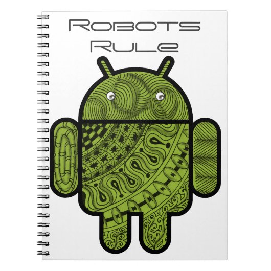 Pancho Doodle Character voor de Android™-robot Notitieboek (Voorkant)