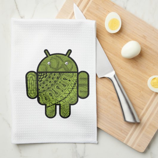 Pancho Doodle Character voor de Android™-robot Theedoek (Quarter Fold)