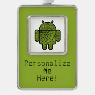 Pancho Doodle Character voor de Android™-robot Verzilverd Omlijst Ornament