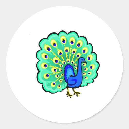 Pancho Peacock Ronde Sticker (Voorkant)