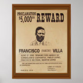 Pancho Villa Gezocht Poster Reward (Voorkant)
