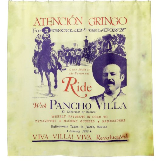 Pancho Villa 🔥 Mexicaanse held Algemeen Douchegordijn (Voorkant)