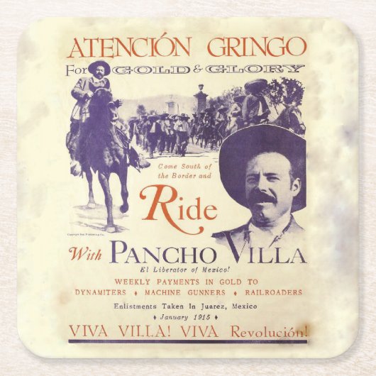 Pancho Villa 🔥 Mexicaanse held Algemeen Kartonnen Onderzetters (Voorkant)