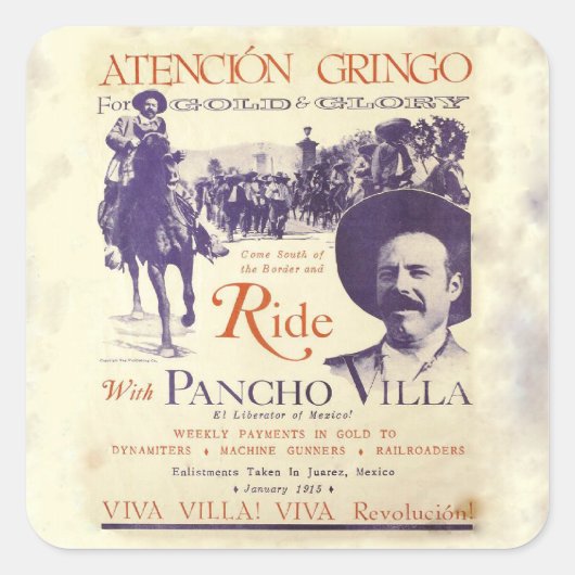 Pancho Villa 🔥 Mexicaanse held Algemeen Vierkante Sticker (Voorkant)