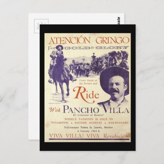 Pancho Villa 🔥 Mexicaanse Held Generaal Briefkaart (Voorkant / Achterkant)