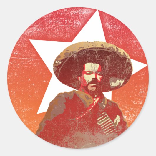 Pancho Villa Red Star Ronde Sticker (Voorkant)