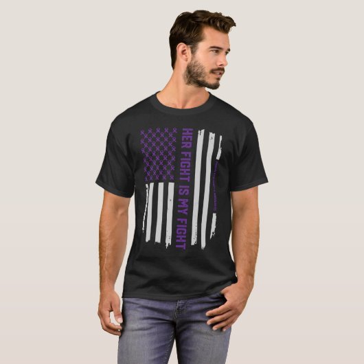 Pancreas Cancer Awareness American Flag T-Shirt (Voorkant volledig)