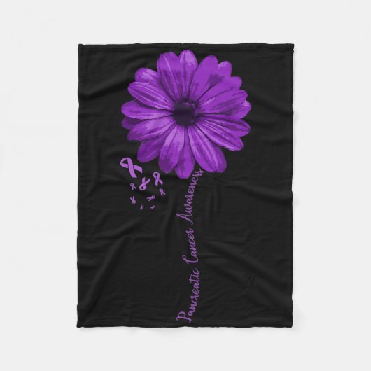 Pancreas Cancer Awareness Paars Ribbon Floral G Fleece Deken (Voorkant)