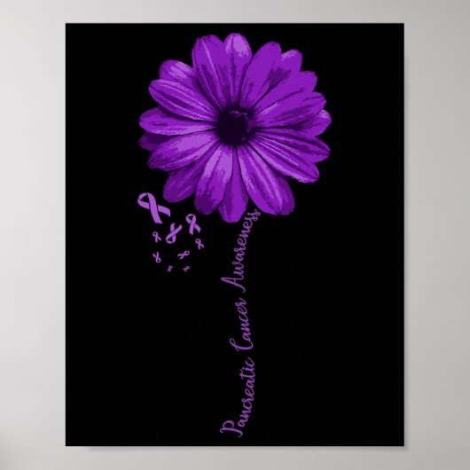 Pancreas Cancer Awareness Paars Ribbon Floral G Poster (Voorkant)
