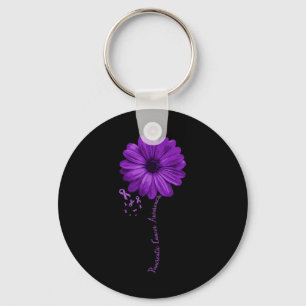 Pancreas Cancer Awareness Paars Ribbon Floral G Sleutelhanger