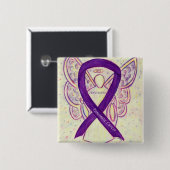 Pancreas Cancer Awareness Ribbon Angel Pin Vierkante Button 5,1 Cm (Voorkant /achterkant)