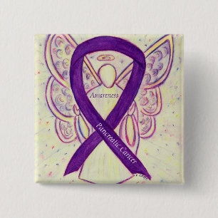 Pancreas Cancer Awareness Ribbon Angel Pin Vierkante Button 5,1 Cm