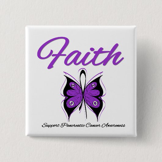 Pancreas Cancer Faith Butterfly Vierkante Button 5,1 Cm (Voorkant)